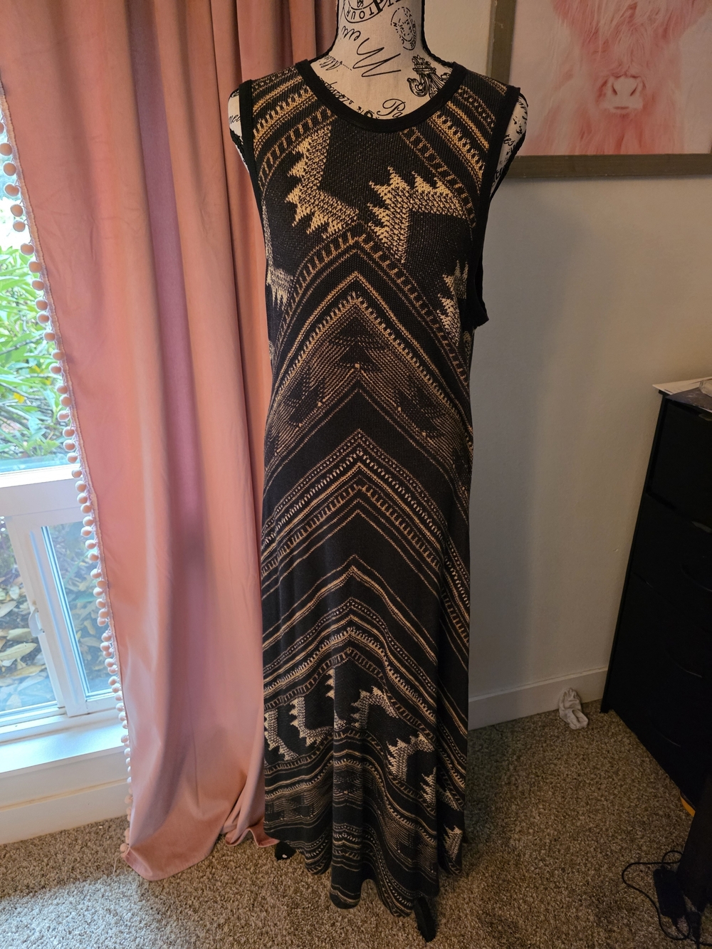 Ralph Lauren Black and Tan Sleeveless Maxi Dress